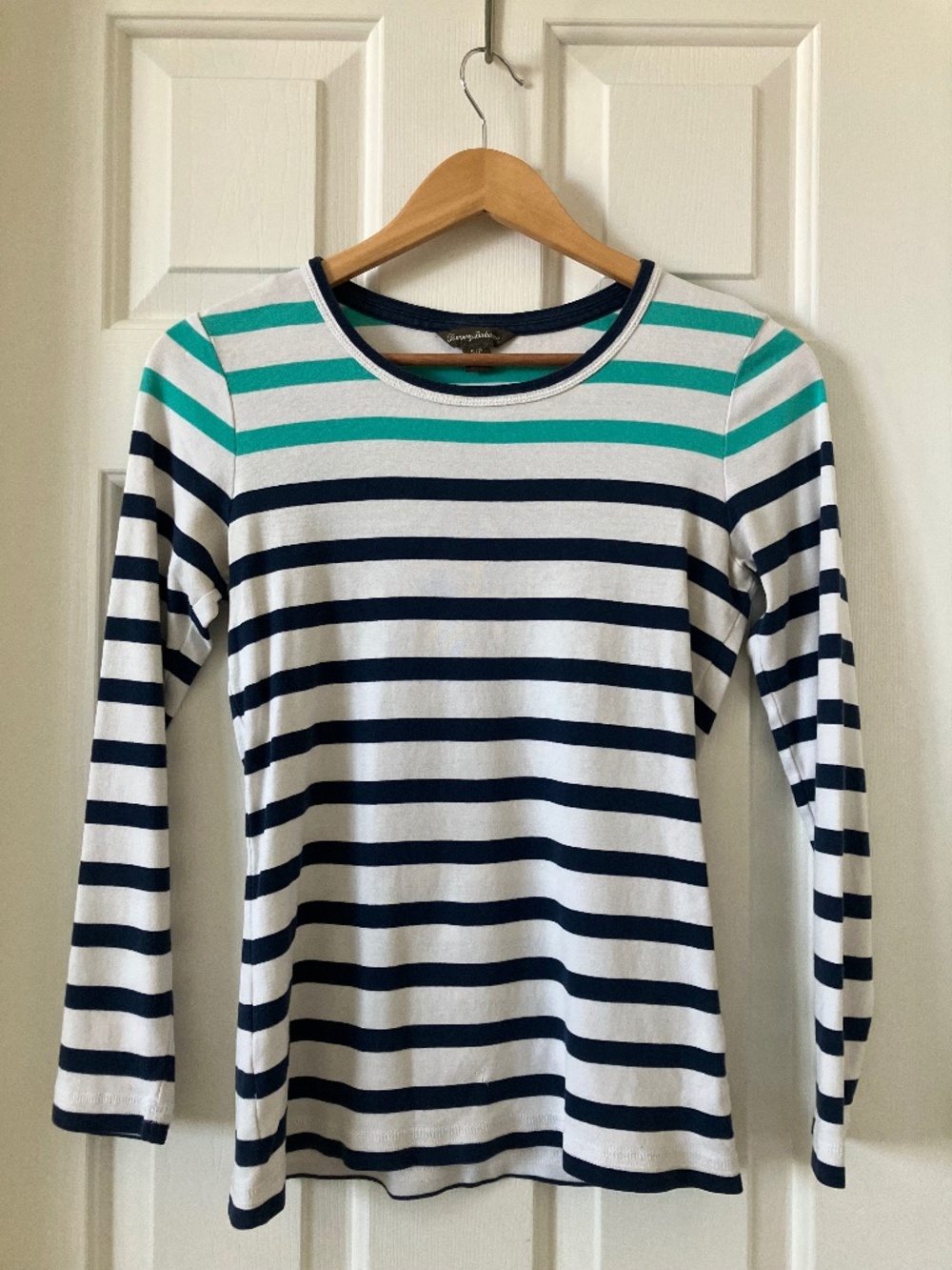 Tommy Bahama Aqua/Navy Striped Top Small